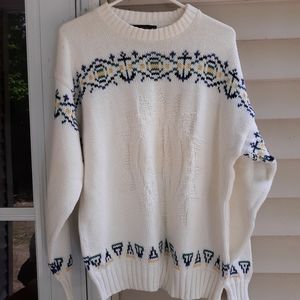 Vtg 90's oversized chunky Fisherman sweater nautical Lake harmony